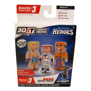 3DIT Character Creator Original Heroes Basic Refill Kit Baseball, Wrestler